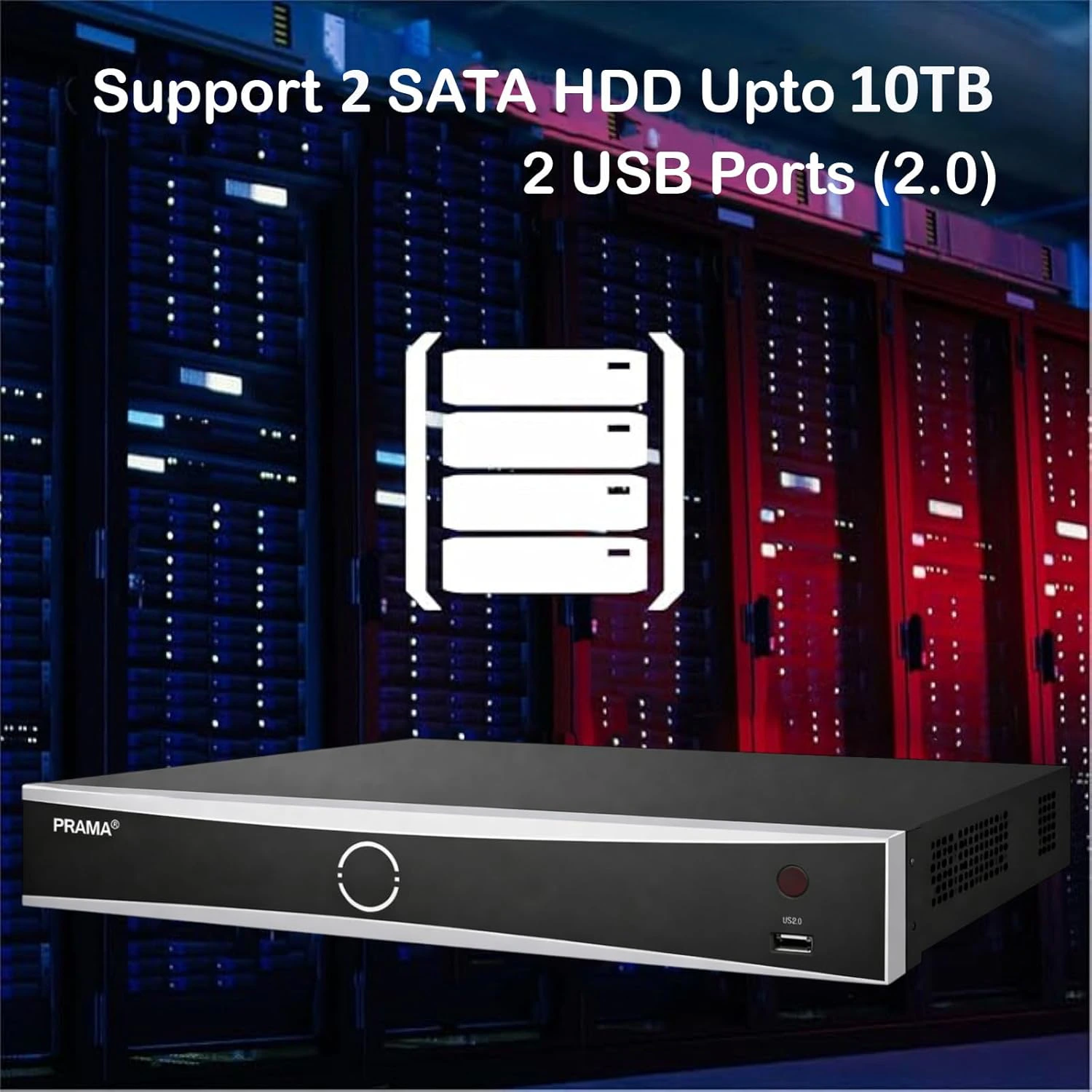 PRAMA PT-NRAS2A16-K2 16 Channel AIsense Network Video Recorder with H.265+ Compression, 2 SATA view 7