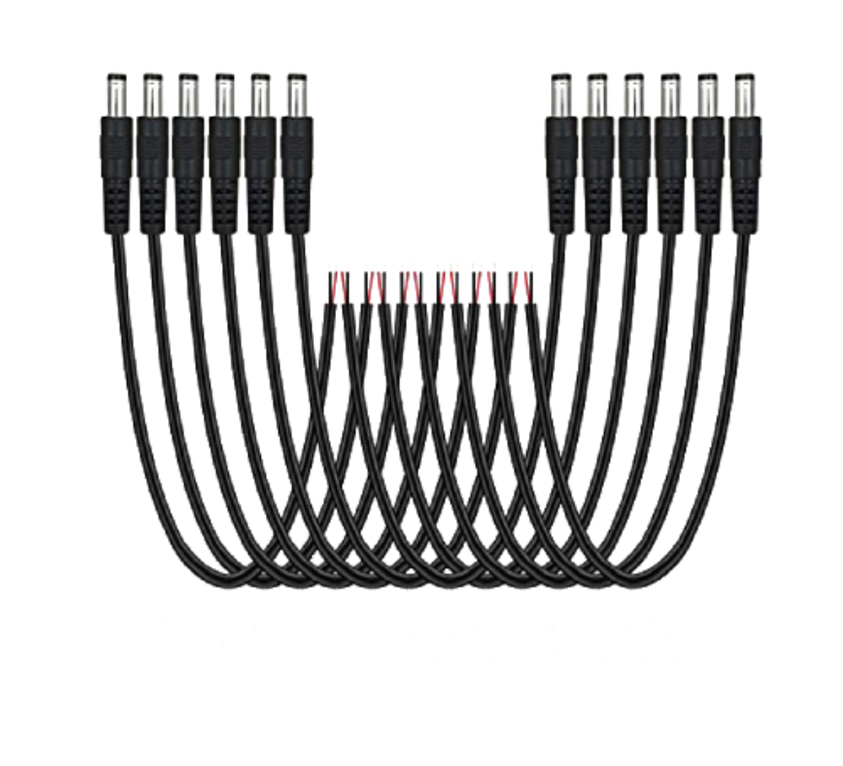 FEDUS 18AWG Copper Strands 10-Pack DC Power Pigtail Male Cable Wire