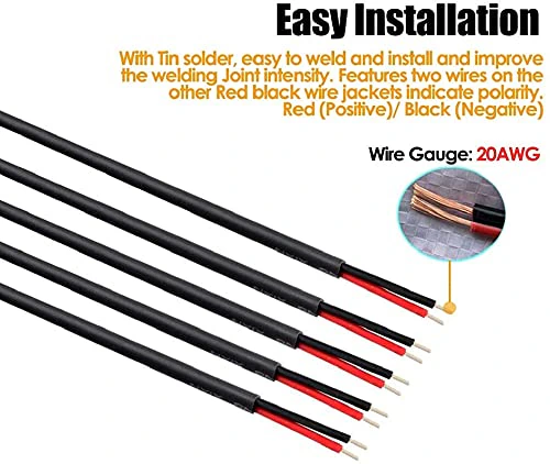 FEDUS 18AWG Copper Strands 10-Pack DC Power Pigtail Male Cable Wire view 4