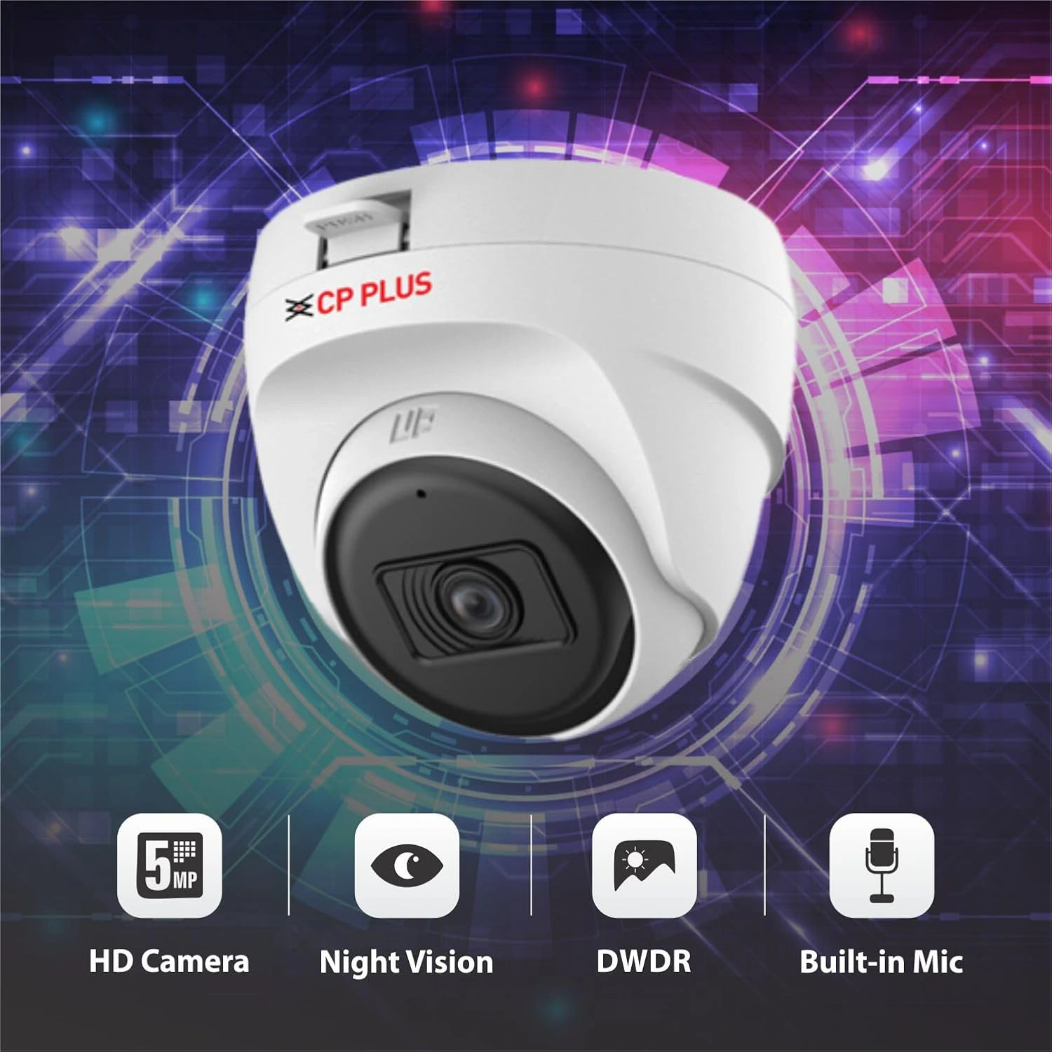 CP PLUS 5MP Dome CCTV Camera | 3.6mm Lens | 30M Smart IR Night Vision | Built-in Mic | DWDR | 2D DNR | view 2