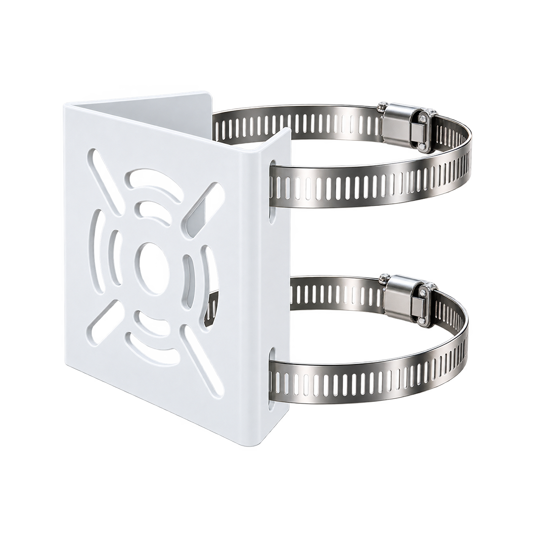 Bectro Small Pole Mounting Stand for CCTV Cameras with 2 x 100MM Stainless Steel Rings |