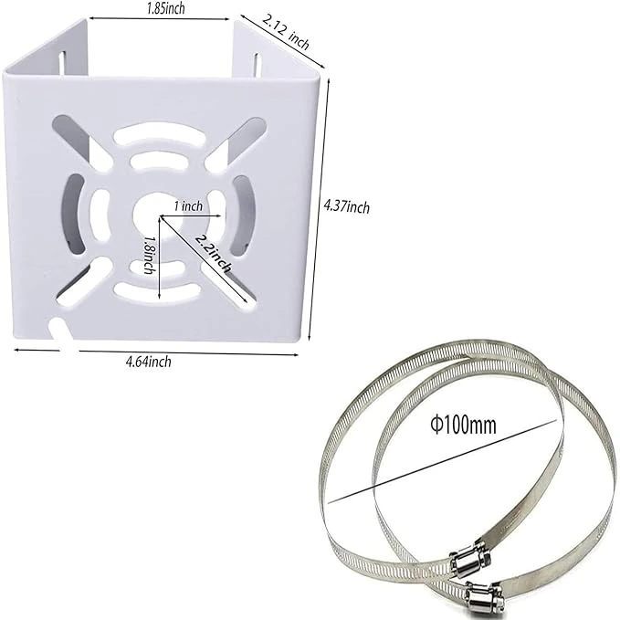 Bectro Small Pole Mounting Stand for CCTV Cameras with 2 x 100MM Stainless Steel Rings | view 4