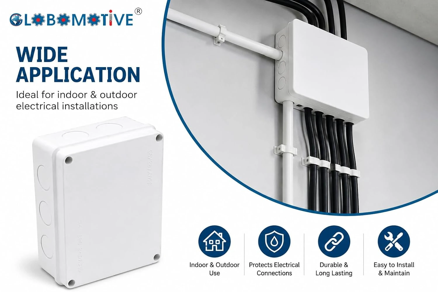 GLOBOMOTIVE ABS Junction Box - Waterproof namboric Project Box Enclosure Case for namboric Projects, Outdoor, Indoor (100 x 100 x 70 mm) view 3