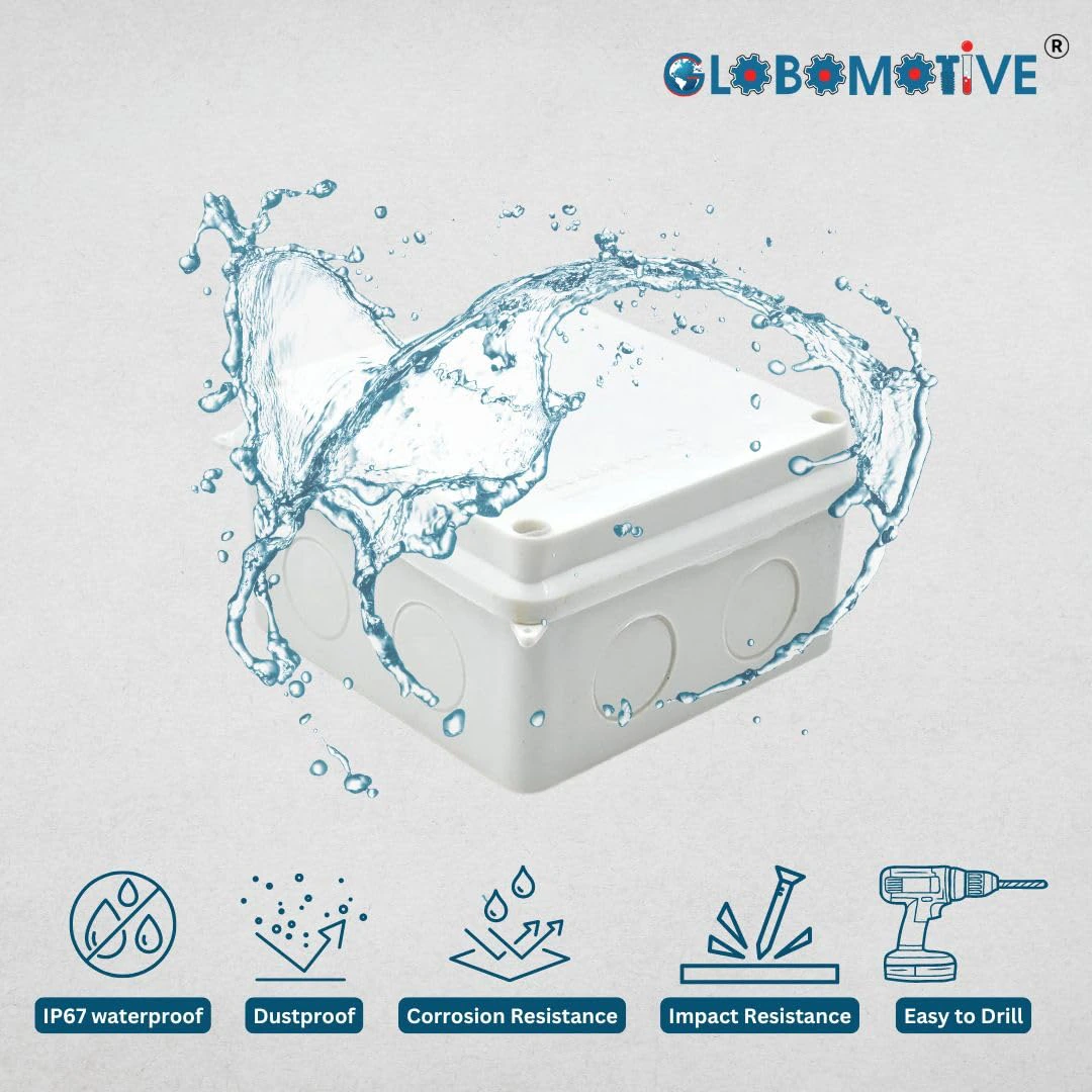 GLOBOMOTIVE ABS Junction Box - Waterproof namboric Project Box Enclosure Case for namboric Projects, Outdoor, Indoor (100 x 100 x 70 mm) view 6