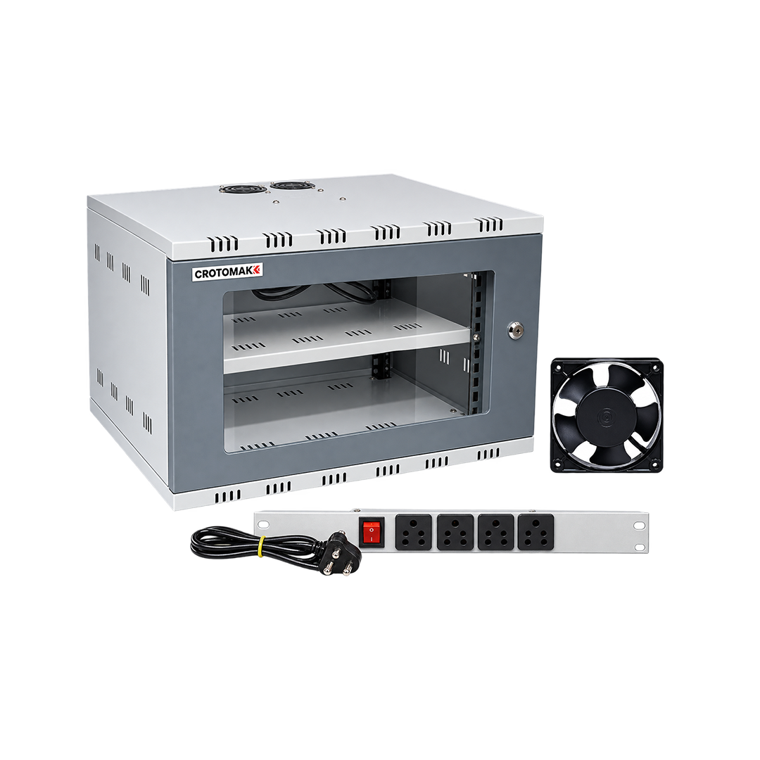 6U DVR, CCTV, NVR, Server, Network Rack with 4 Power Socket and AC Axial Cooling Fan