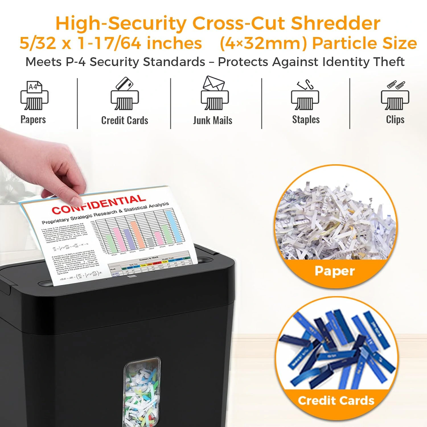 VidaTeco 6-Sheet Cross Cut Paper Shredder for Home & Office, 8L Bin view 4