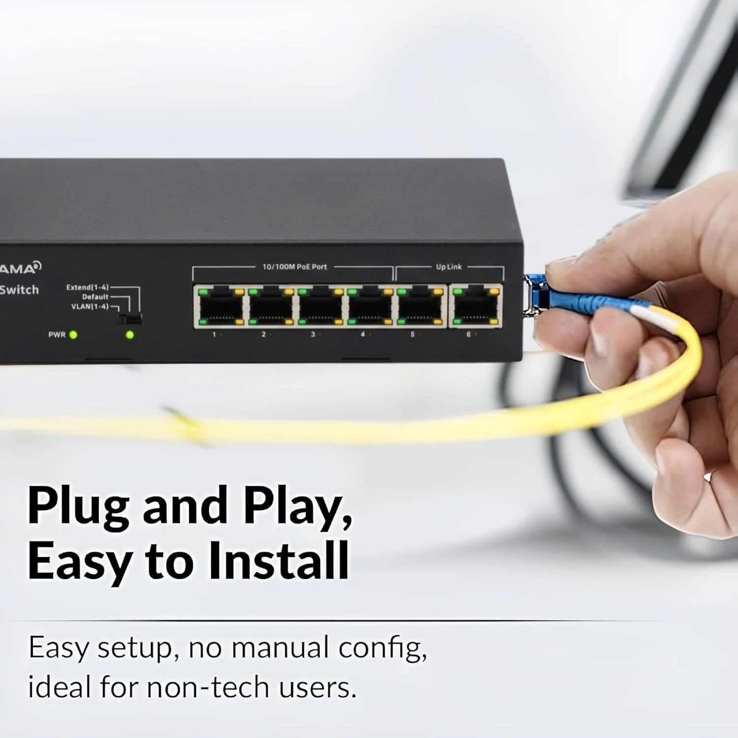 Prama 100 Mbps Network PoE Switch, 4 PoE Ports + 2 Uplink RJ-45 Ports view 6