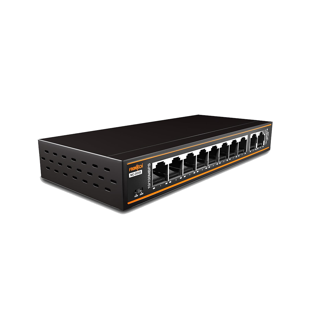 Frontech 8 Port PoE+ Switch with 2 Uplink Ports, 120W PoE Budget,