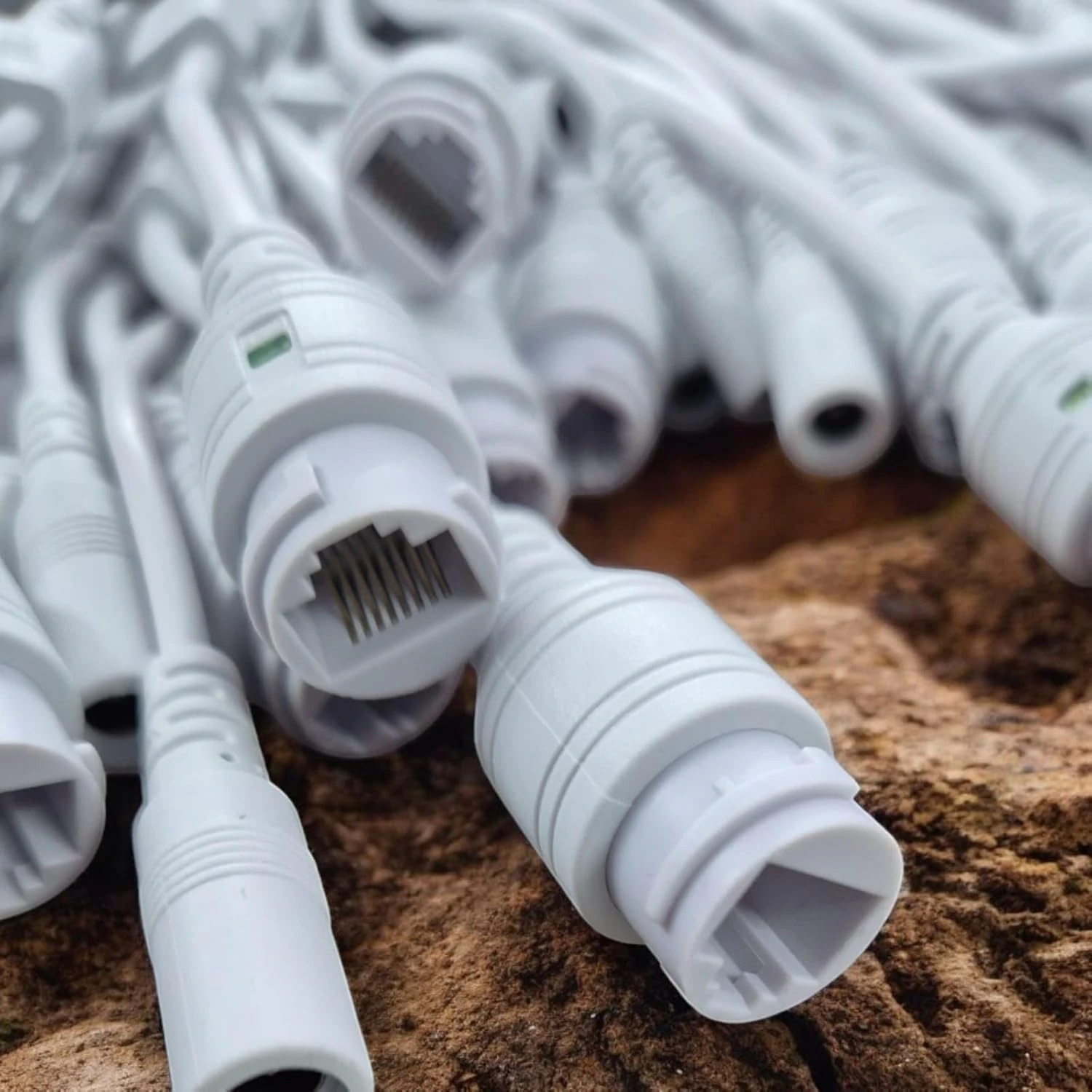 IP Camera Cable Kit with Waterproof Connectors, Multi-Wire Harness, DC Power and Network Cable White view 3