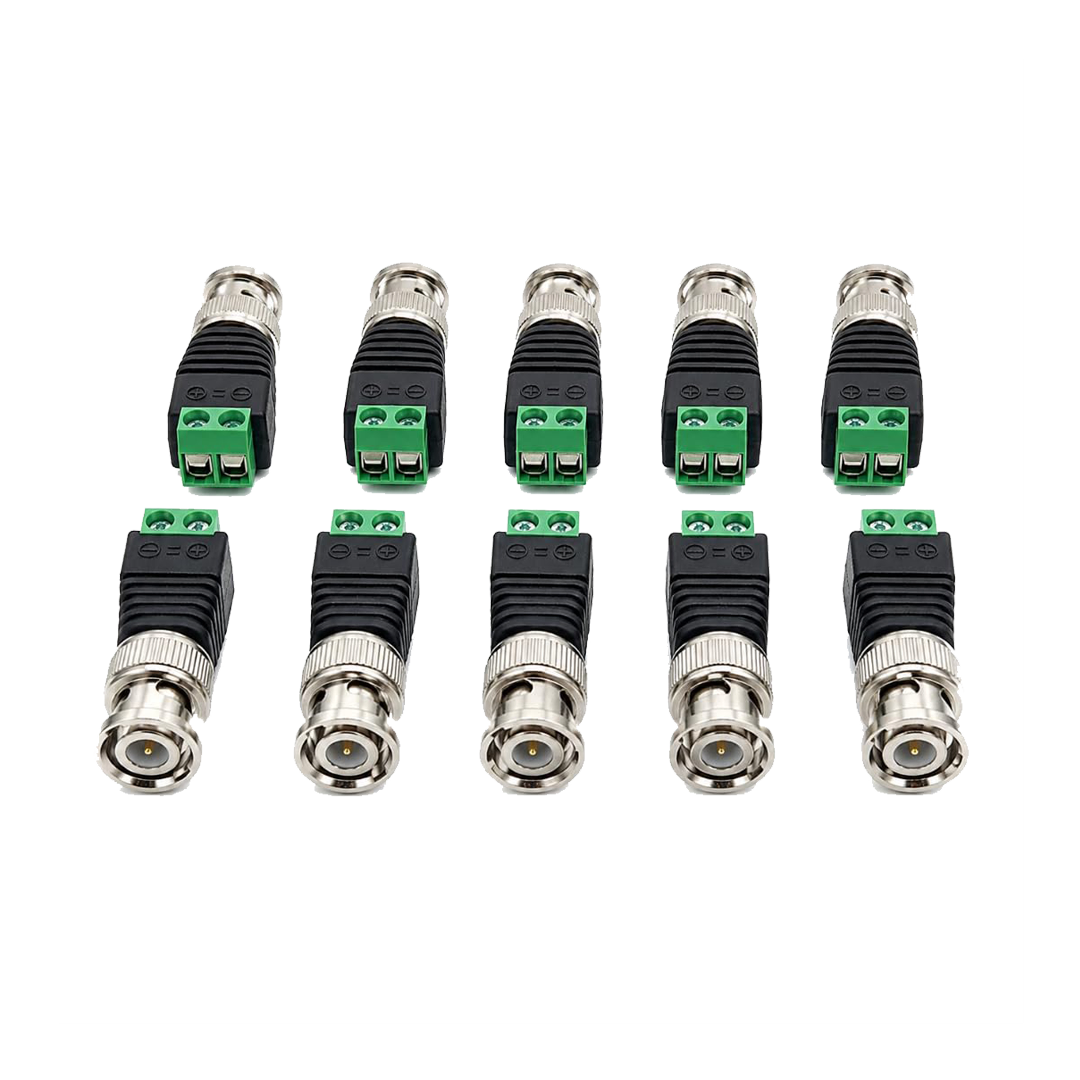 BNC Male Connector with Screw Terminal, Green, for CCTV Camera
