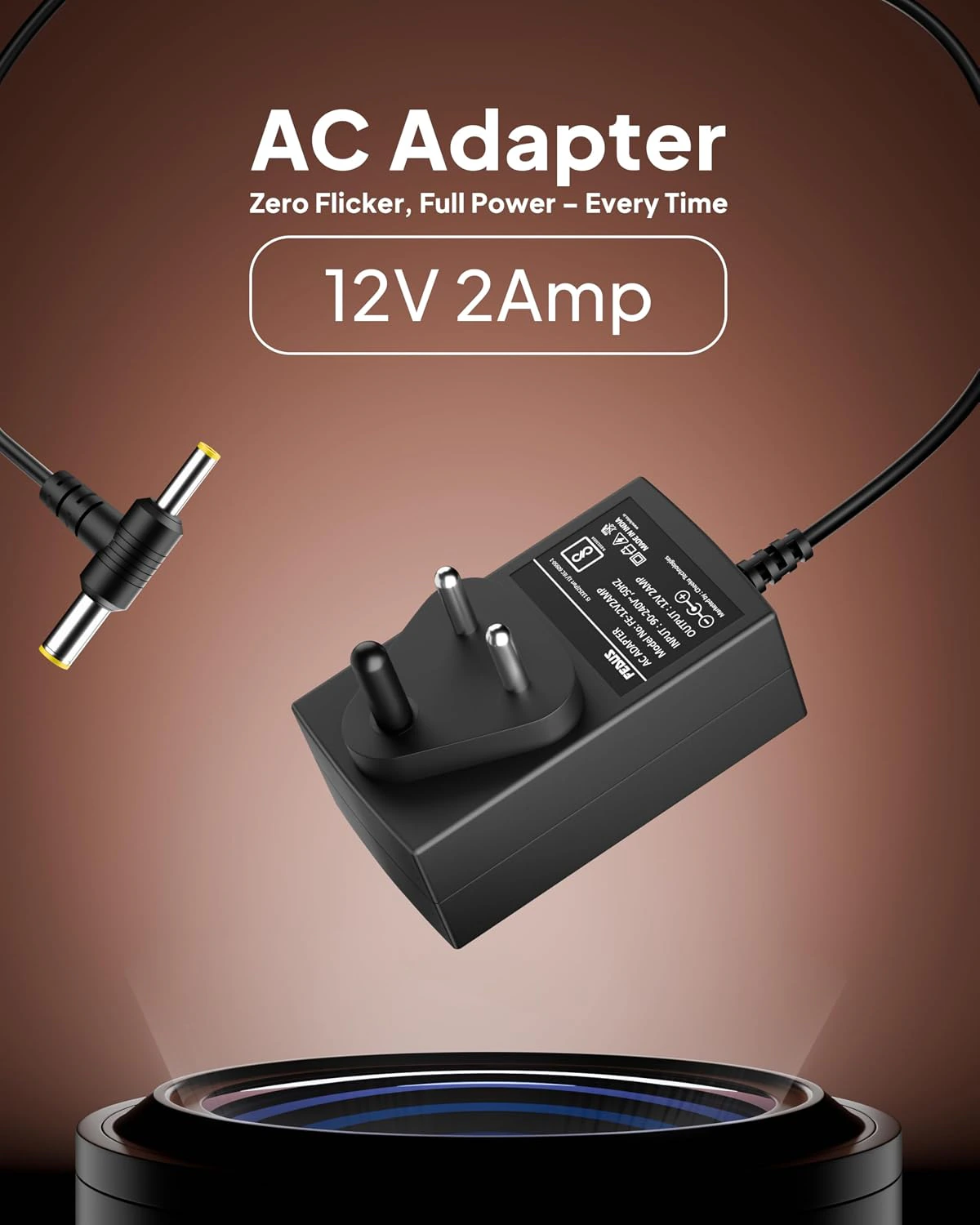 12V 2Amp DC Power Supply Adapter, 12 Volt 2A SMPS for LCD Monitor, TV, LED Strip Light, view 2