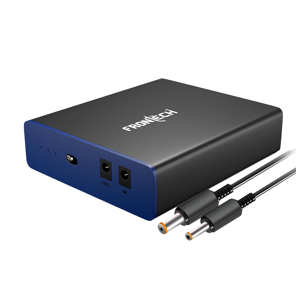 Frontech Mini UPS Battery Backup 12 V DC Voltage‑Regulated, Built‑in Surge Protection, Up to 3.5 H Backup for Routers, CCTV & Set‑Top Boxes