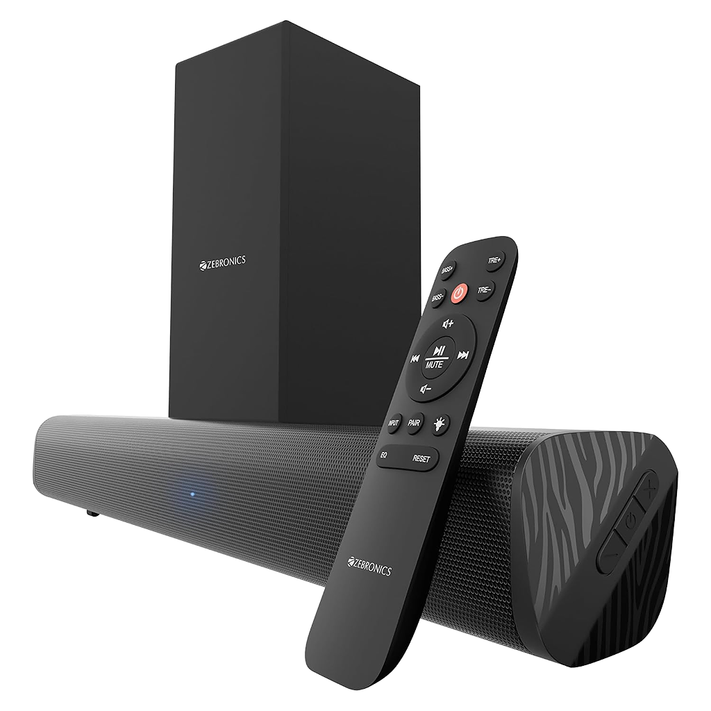 ZEBRONICS 90 Watts, Compact Soundbar, Home Theatre, Dual Driver Soundbar, 11.43cm Subwoofer