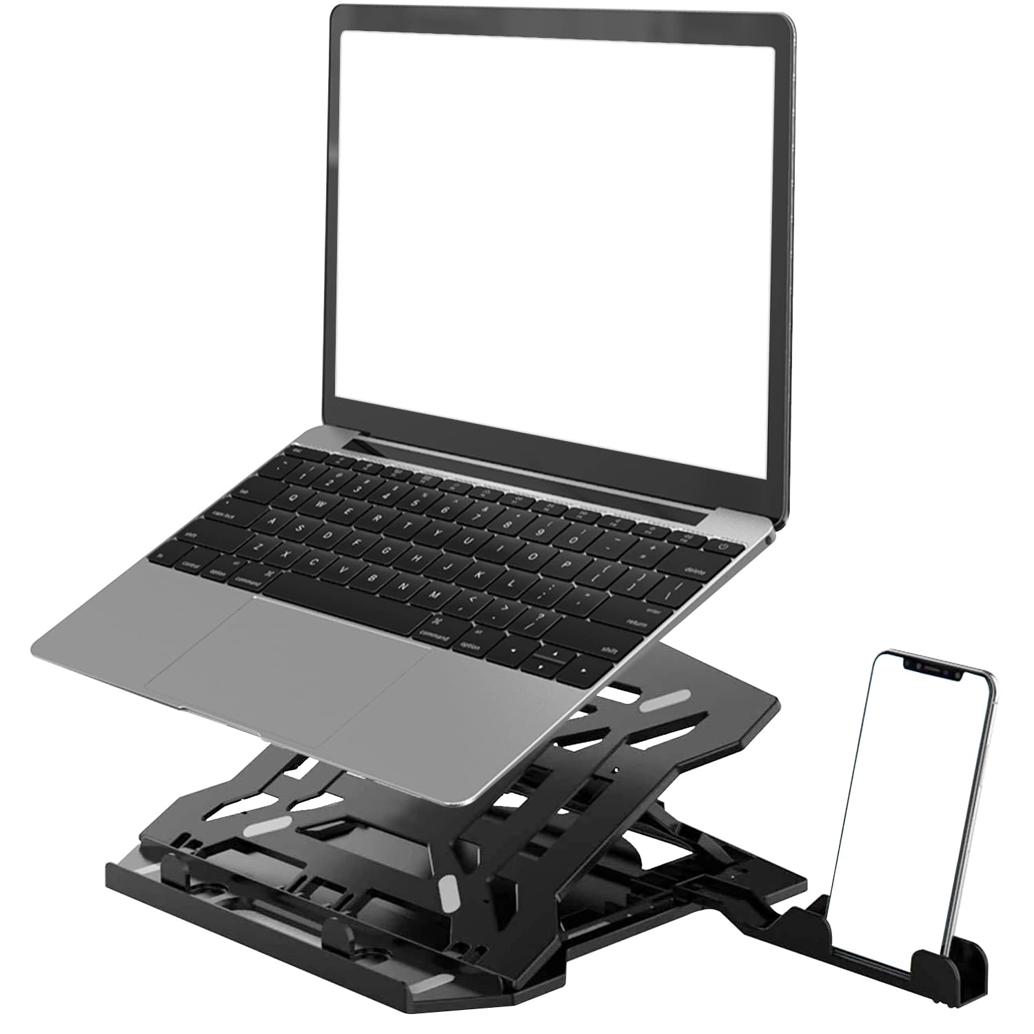 ABS 2-in-1 Laptop and Mobile Stand, Ergonomic, Adjustable Height, Anti-Slip Base, Heat Dissipation, view 4