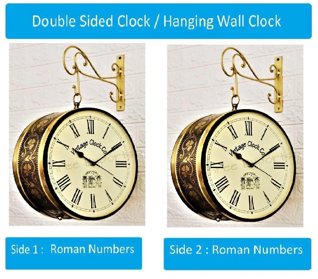 Vintage Clock Handcrafted Double Side Wall Clock  view 2