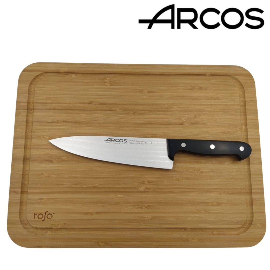 מארז חריטה סכין שף וקרש חיתוך גדול עם הקדשה ARCOS