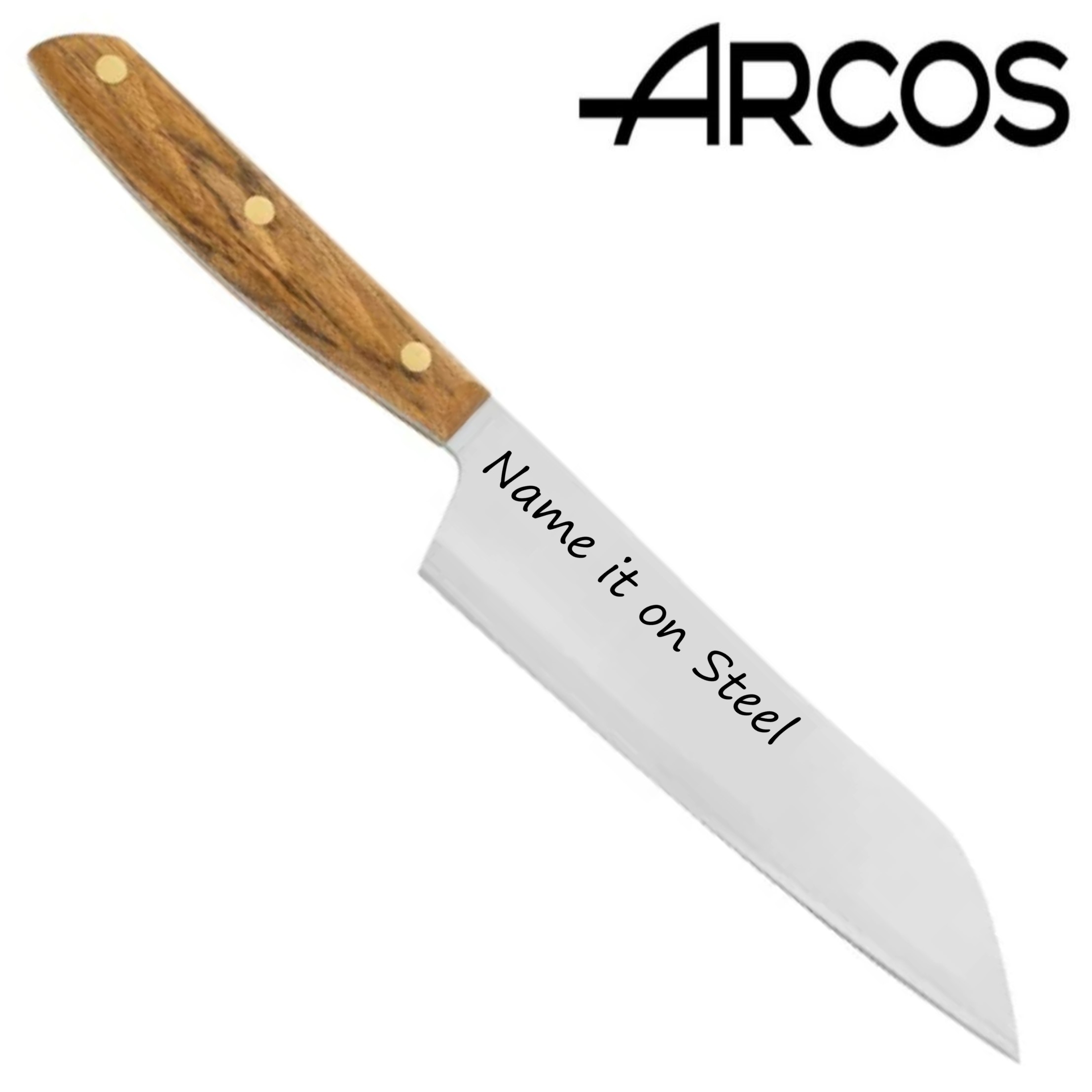 סכין סנטוקו מחוזקת עם חריטה בעלת להב באורך 20 ס