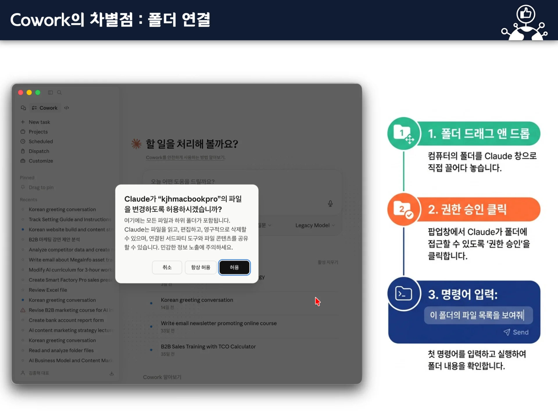 클로드 코워크 핵심기능 활용 교육 이미지 1
