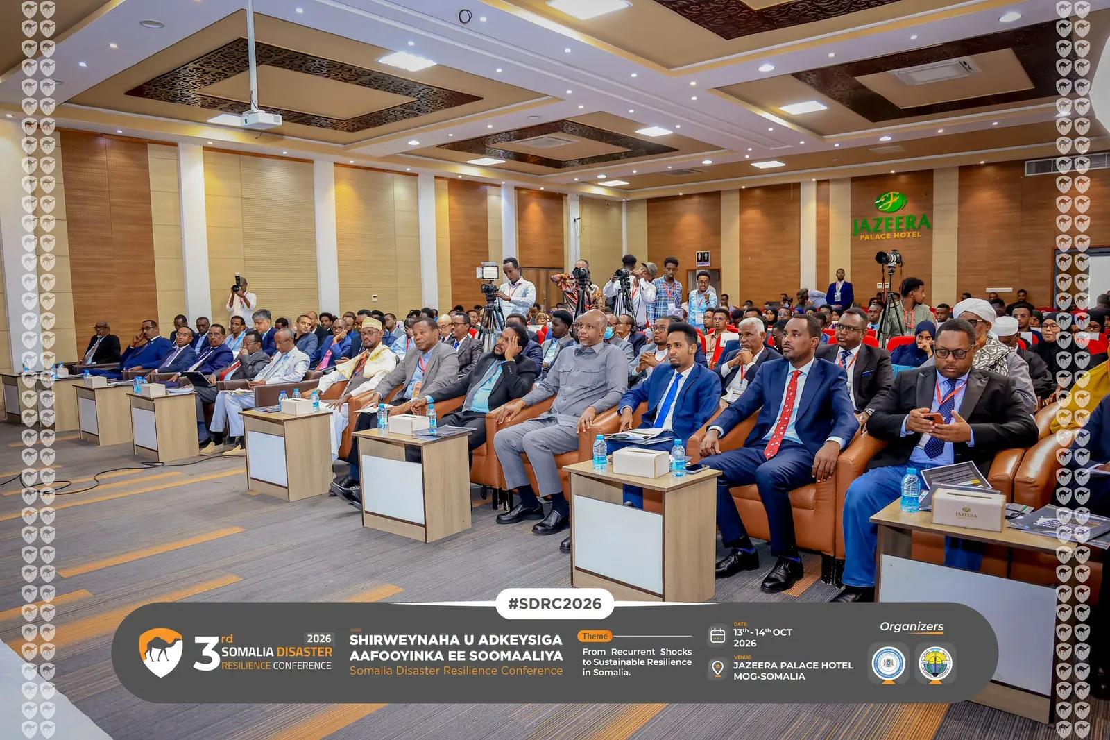 Today, 13 October 2026, NASDO was honored to attend the 3rd Somalia Disaster Resilience Conference (SDRC 2026), held at Jazeera Palace Hotel in Mogadishu under the theme “From Recurrent Shocks to Sustainable Resilience in Somalia.” — media 5