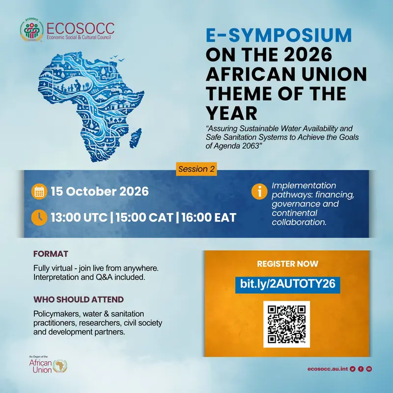 On 15 October 2026, NASDO participated in the African Union Economic, Social and Cultural Council (AU ECOSOCC) E-Symposium, focusing on sustainable water availability, sanitation, and Africa’s Agenda 2063.