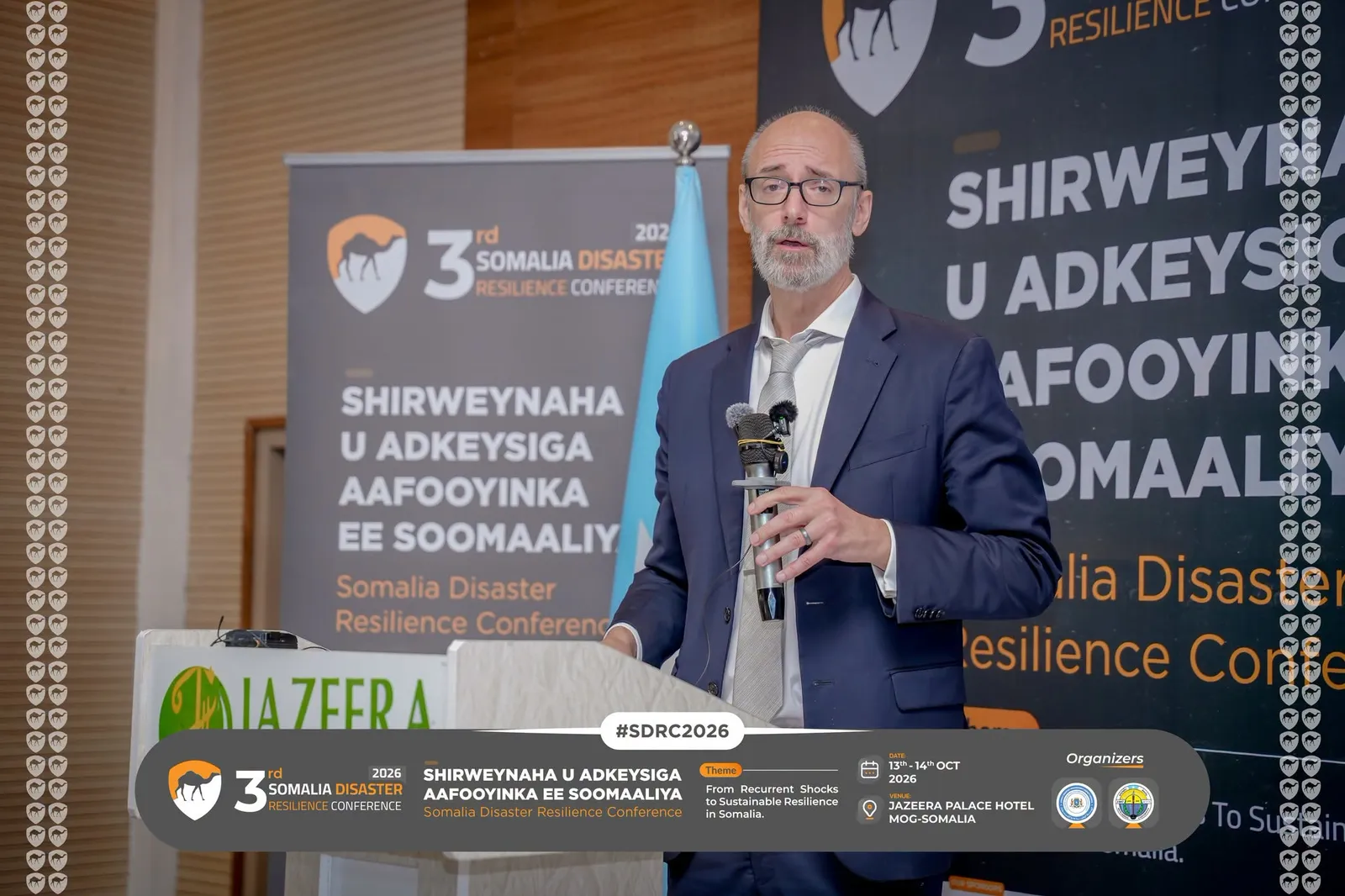 Today, 13 October 2026, NASDO was honored to attend the 3rd Somalia Disaster Resilience Conference (SDRC 2026), held at Jazeera Palace Hotel in Mogadishu under the theme “From Recurrent Shocks to Sustainable Resilience in Somalia.”