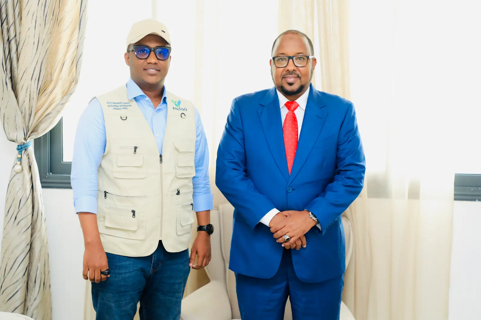Mr. Abdirahman Mohamed Hassan, Executive Director of NASDO, paid a courtesy call on H.E. Abdikhadir Ahmed Aw-Ali (Firdhiye), President of the Northeastern State of Somalia, at his office in Mogadishu today. — media 2
