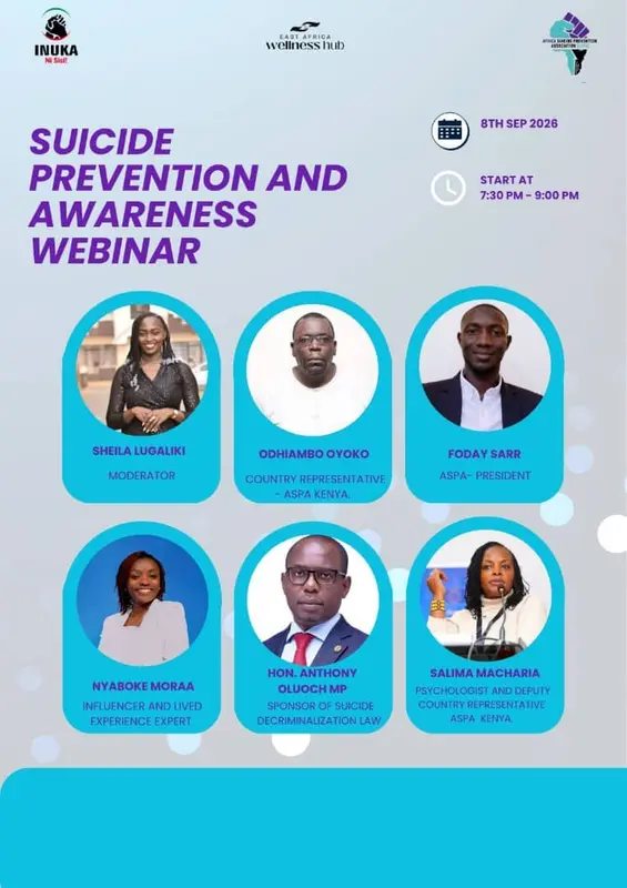 NASDO representing Somalia joined a Suicide Prevention and Awareness Webinar convened by the Africa Suicide Prevention Association (ASPA) Kenya Chapter, in partnership with Inuka Kenya Ni Sisi! and the East Africa Wellness Hub.