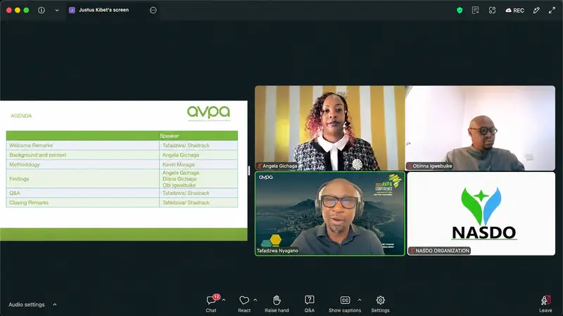 Today, 21 October 2026, NASDO Organization participated in AVPA's webinar, : NGO Transitions to Sustainable, Investment-Ready Social Ventures in Africa.