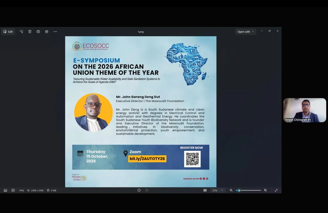 On 15 October 2026, NASDO participated in the African Union Economic, Social and Cultural Council (AU ECOSOCC) E-Symposium, focusing on sustainable water availability, sanitation, and Africa’s Agenda 2063. — media 6