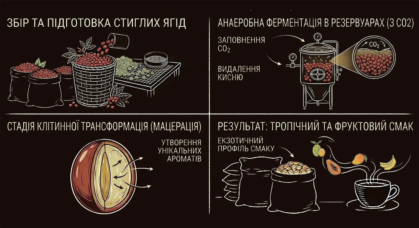 Збір та підготовка стиглих ягід, Анаеробна ферментація, мацерація
