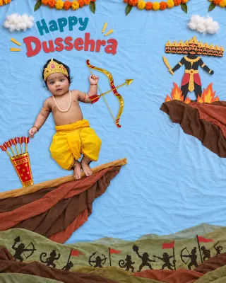 Happy Dussehra baby photoshoot theme — Natkhat