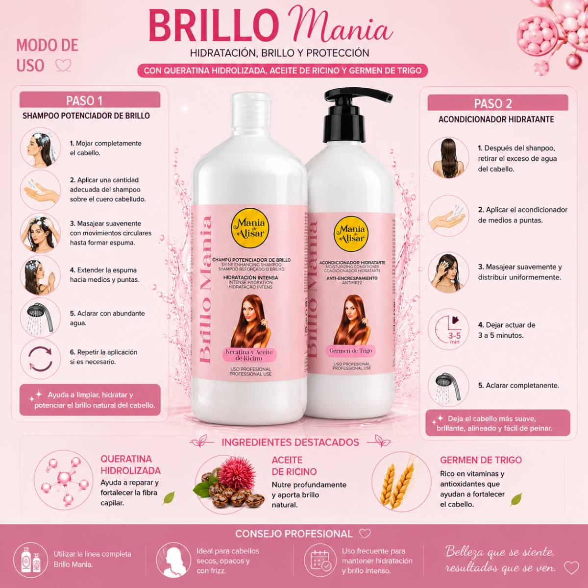 Kit Pos-Alisado Brillo Mania — Detalle 3 Mania de Alisar
