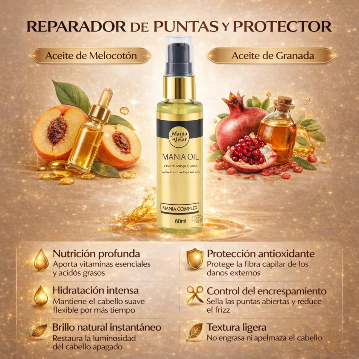 MANIA Oil, Sérum Perfumado — Detalle 3 Mania de Alisar
