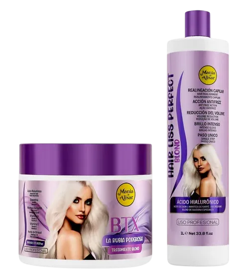 Alisado Hair Liss Perfecto Matizador 1000ml + Btx Rubia Poderosa 500g — Mania de Alisar