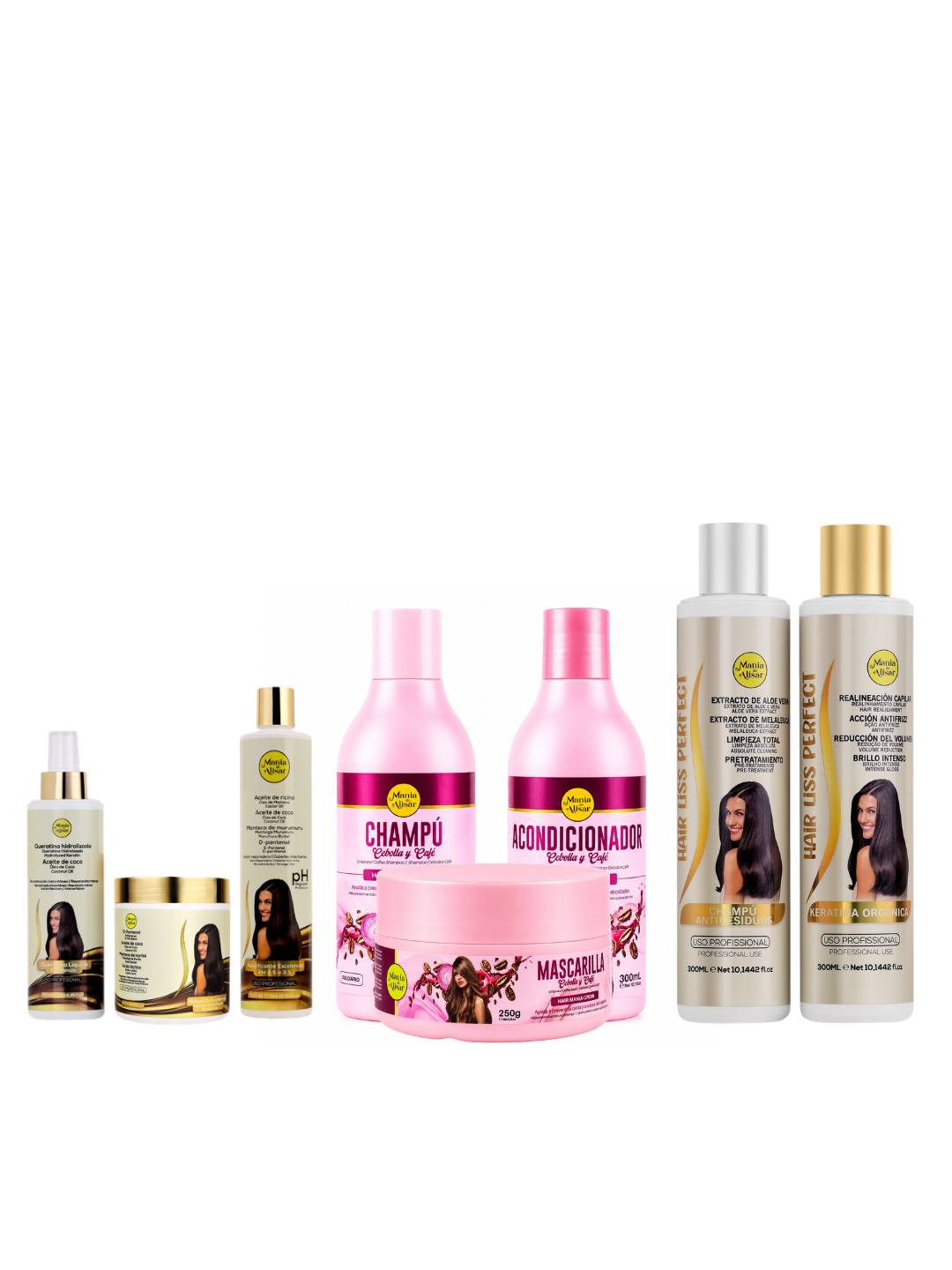 Pre-Tratamiento + Kit de Alisado Hair Liss Perfect 300ml + Mantenimiento Pos-Alisado Cebolla y Cafe — Mania de Alisar