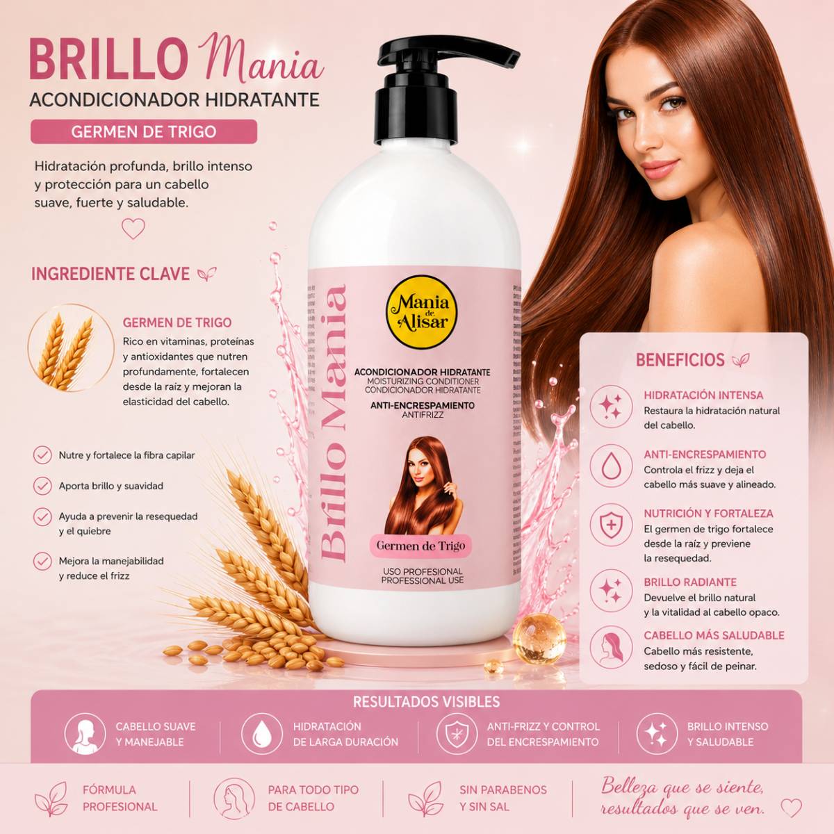 Acondicionador Brillo Mania de Germen de trigo  1000ml — Detalle 2 Mania de Alisar