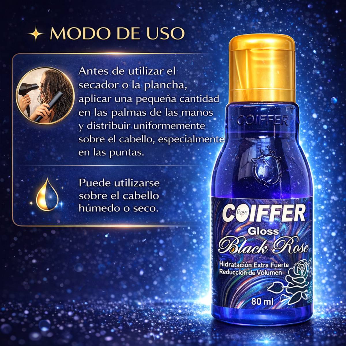 Serum Perfumado para el Cabello Gloss Black Rose — Detalle 3 Mania de Alisar