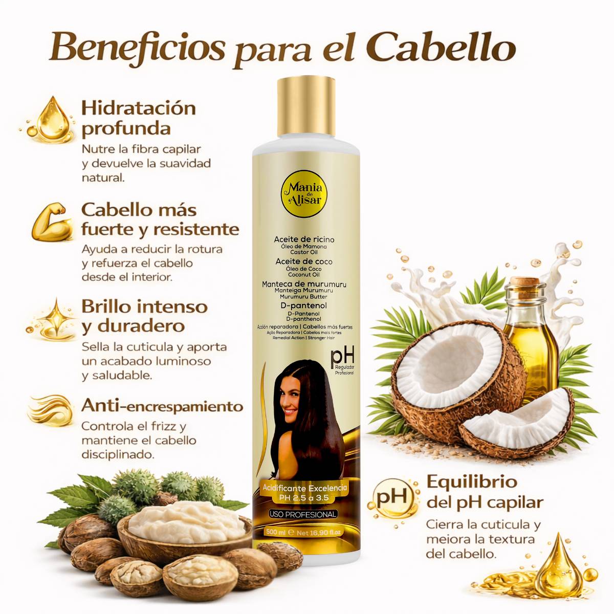 Kit Pré-Tratamiento, Máscara 500g, Acidificante 500ml y Keratina Líquida 250ml — Detalle 2 Mania de Alisar