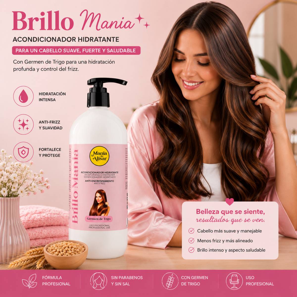 Acondicionador Brillo Mania de Germen de trigo  1000ml — Detalle 3 Mania de Alisar