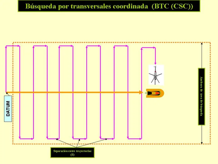Diagrama del patrón de Búsqueda por Transversales Coordinada (CS), IAMSAR