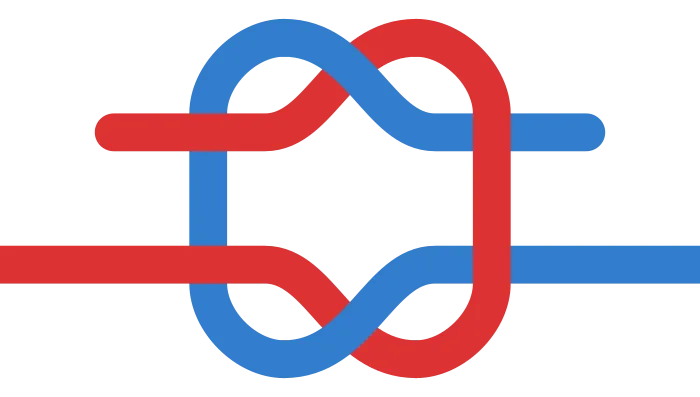 Nudo Llano o Rizo (Reef Knot) — unión de dos cabos de igual mena