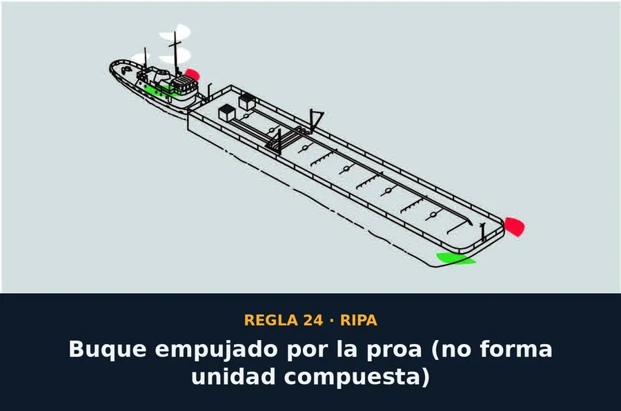 Regla 24 — Buque empujado por la proa, no forma unidad compuesta