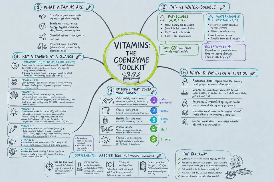 Vitamins: The Coenzyme Toolkit mindmap
