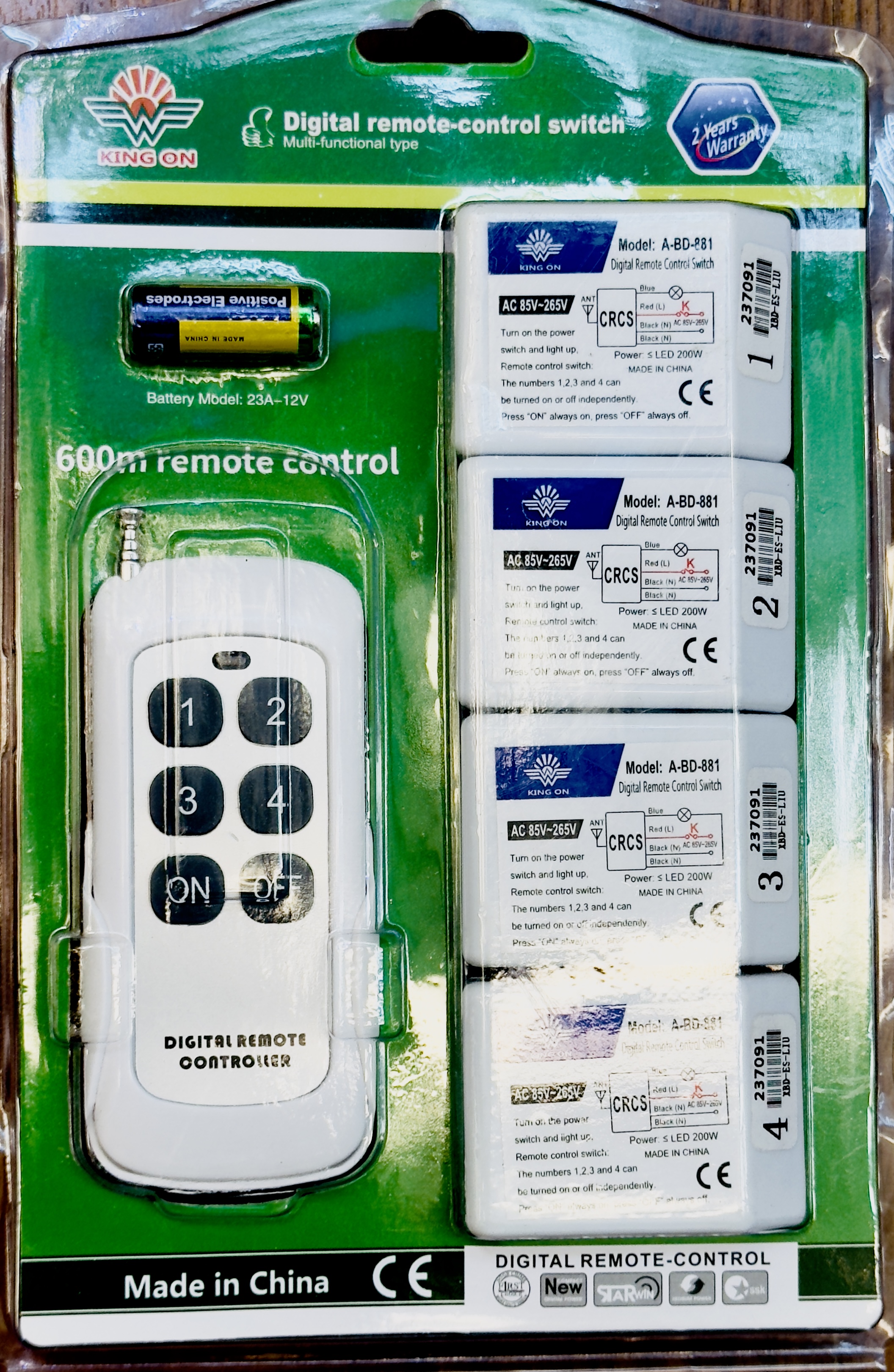 KINGON DIGITAL REMOTE CONTROL SWITCH 600M CONTROL  - Image 1