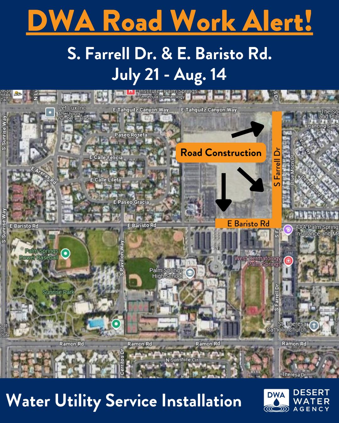Road Work for New Palm Springs COD Campus Extended Through Mid-August