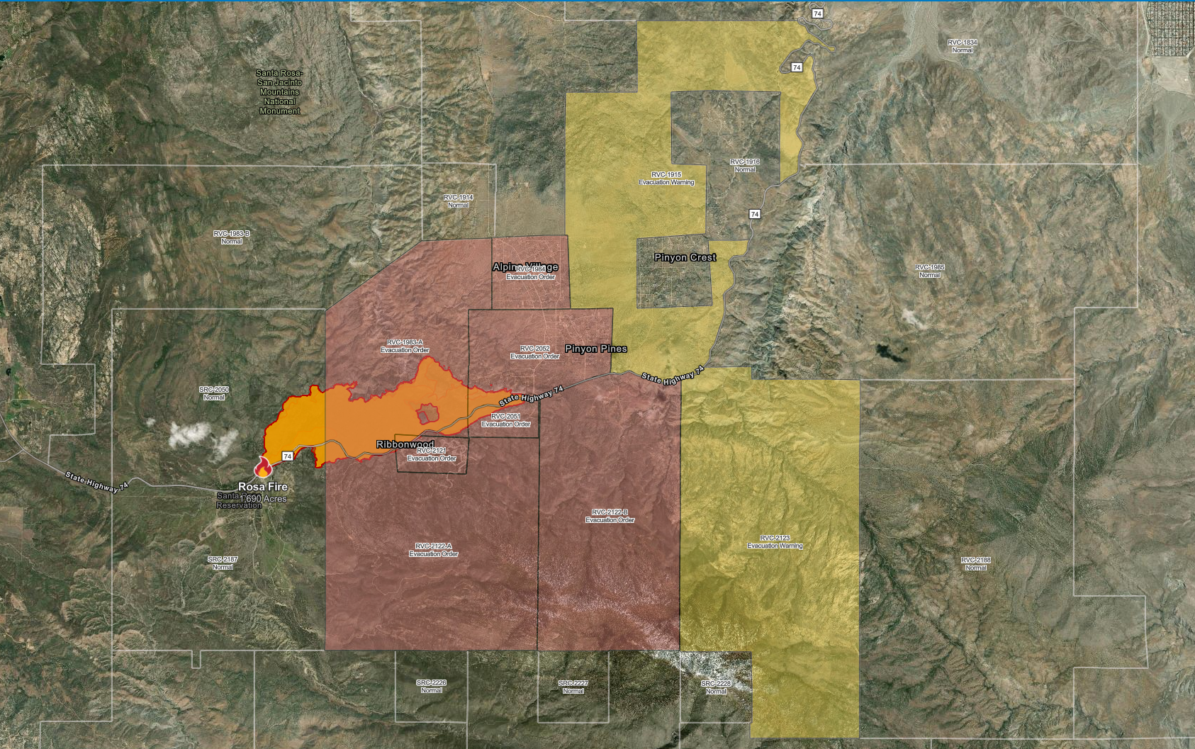 Rosa Fire Holds at 1,690 Acres, One Evacuation Warning Lifted