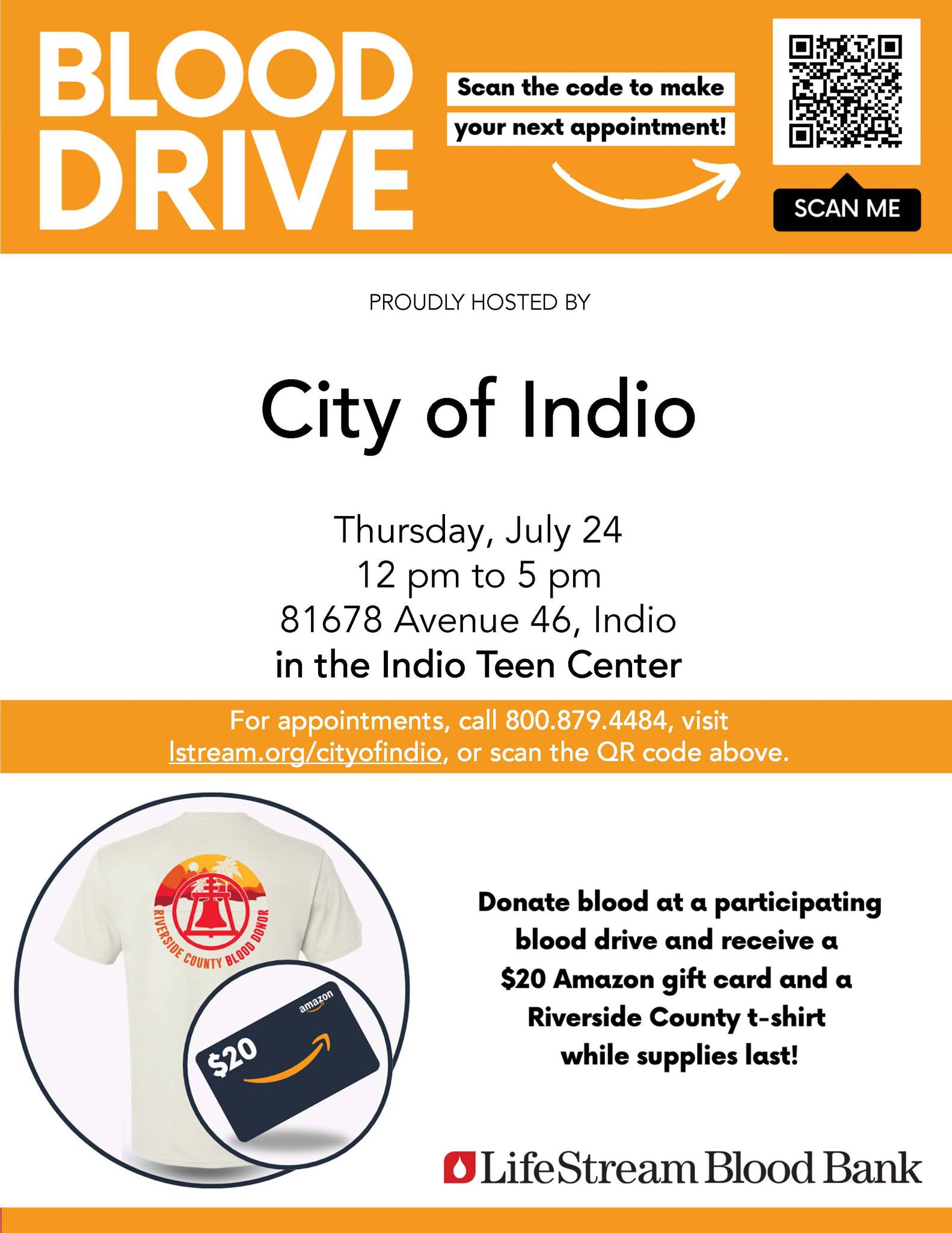 Indio Hosts Blood Drive Thursday at Teen Center