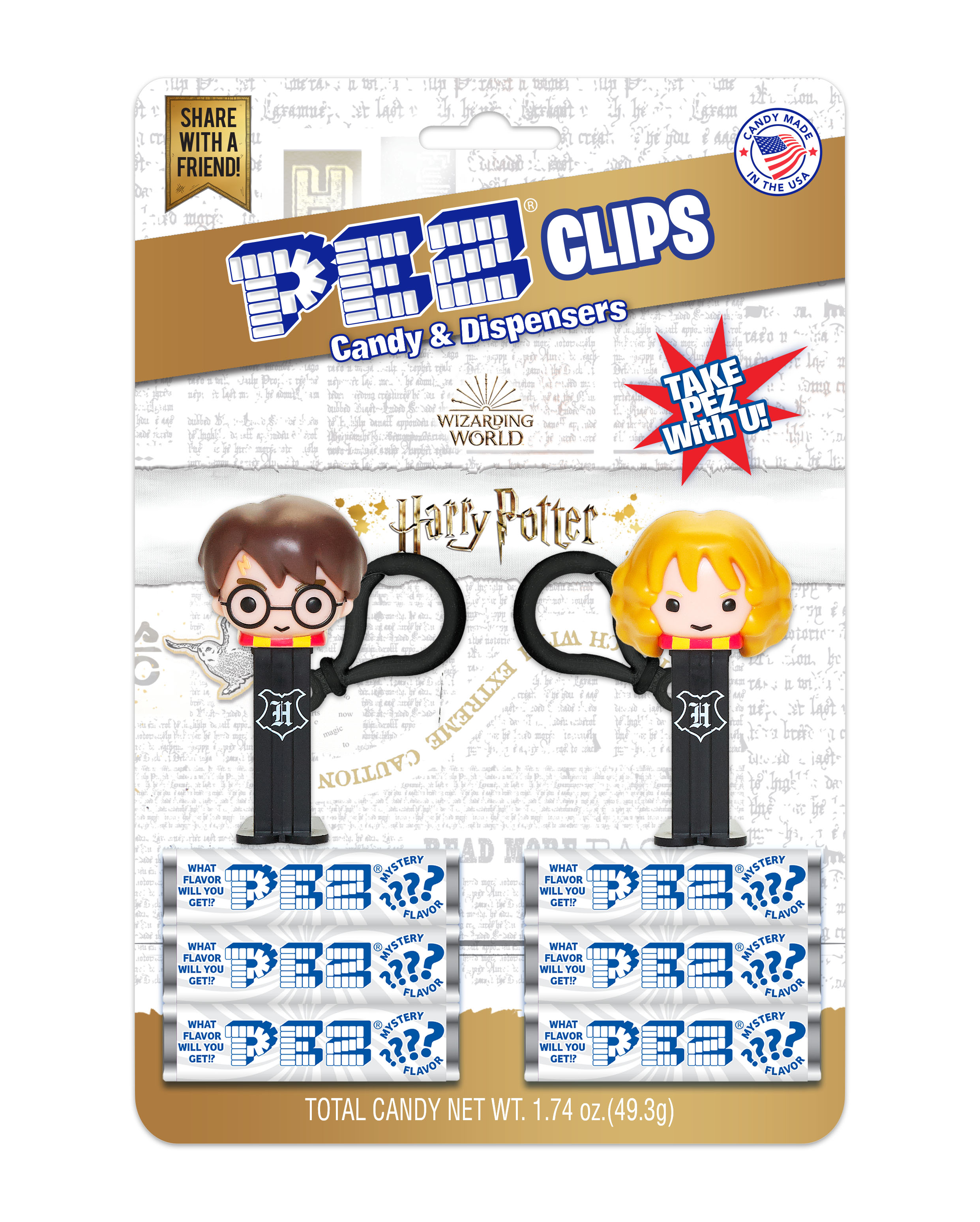 Harry Potter Back Pack Clips with Mystery Flavor PEZ Candy
