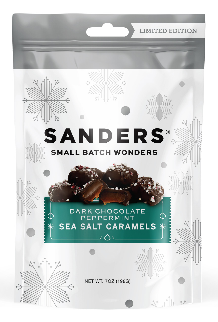 Dark Chocolate Peppermint Caramels with Sea Salt and Crushed Candy Cane