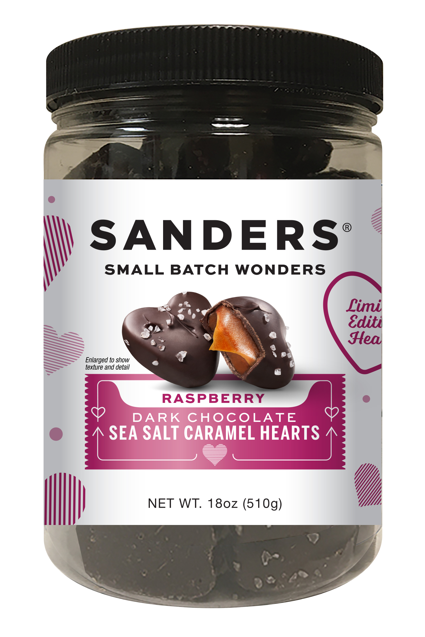 Caramelos de chocolate negro con frambuesa y sal marina